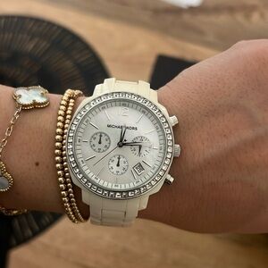 Michael Kors white and silver watch (needs new battery)